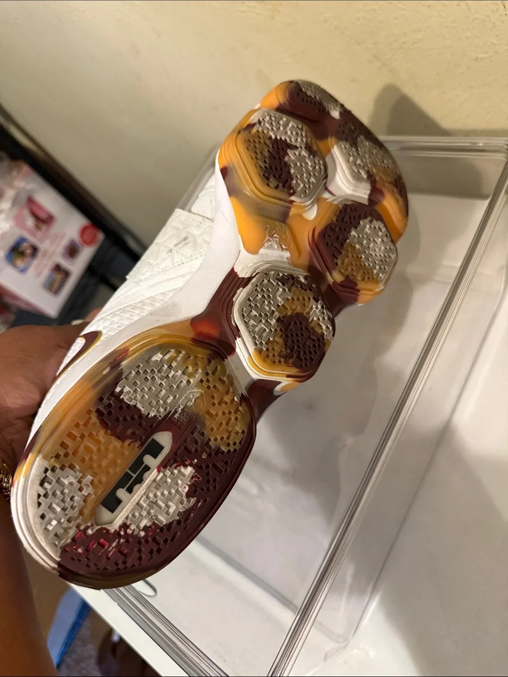 Men's White Basketball Sneakers with Gold Accents